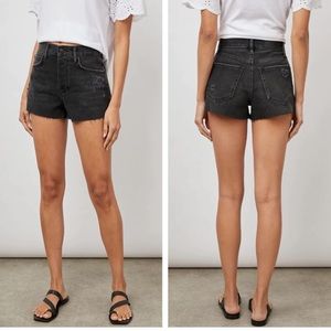 New Rails The Fairfax Cotton High Rise Denim Cut Off Shorts Ash Black Summer